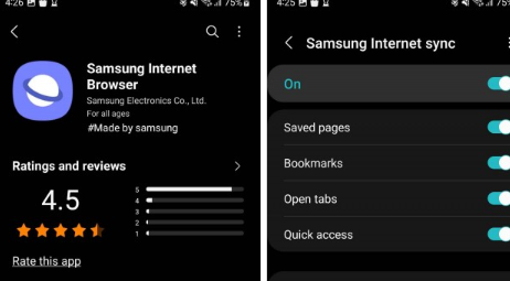 三星的互联网浏览器现在可以与谷歌浏览器同步书签