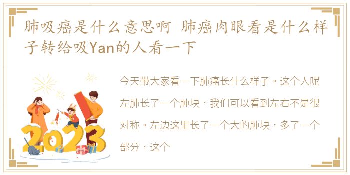 肺吸癌是什么意思啊 肺癌肉眼看是什么样子转给吸Yan的人看一下