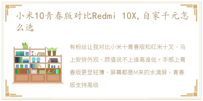 小米10青春版对比Redmi 10X,自家千元怎么选