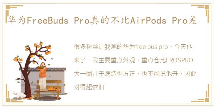 华为FreeBuds Pro真的不比AirPods Pro差