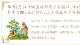 华为2月24日5G全场景发布会将推出HMS手机华为HMS生态解析,上下游服务商分析