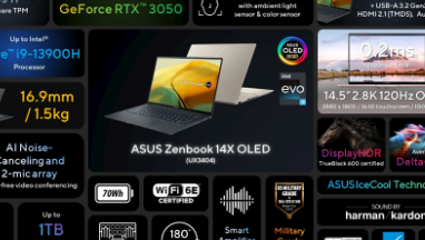 ASUSZenbook14XOLED即将在大马推出配备第13代英特尔CPU和OLED显示屏