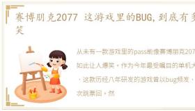 赛博朋克2077 这游戏里的BUG,到底有多搞笑