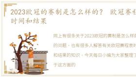 2023欧冠的赛制是怎么样的？ 欧冠赛程表时间和结果