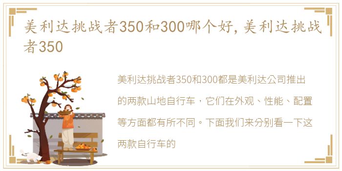 美利达挑战者350和300哪个好,美利达挑战者350