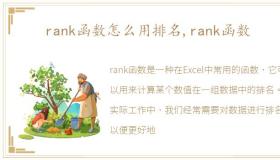 rank函数怎么用排名,rank函数