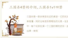 三国杀4禁的介绍,三国杀1v1四禁