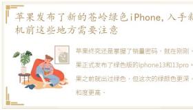 苹果发布了新的苍岭绿色iPhone,入手新手机前这些地方需要注意