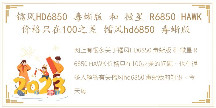 镭风HD6850 毒蜥版 和 微星 R6850 HAWK 价格只在100之差 镭风hd6850 毒蜥版