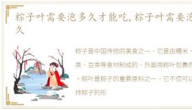 粽子叶需要泡多久才能吃,粽子叶需要泡多久