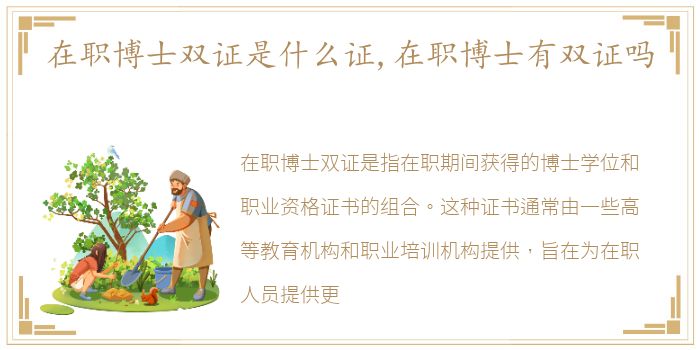 在职博士双证是什么证,在职博士有双证吗