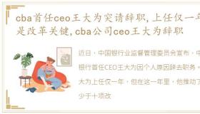 cba首任ceo王大为突请辞职,上任仅一年曾是改革关键,cba公司ceo王大为辞职