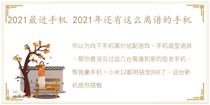 2021最近手机 2021年还有这么离谱的手机