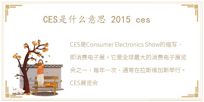 CES是什么意思 2015 ces