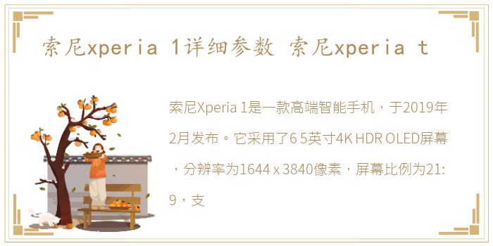 索尼xperia 1详细参数 索尼xperia t