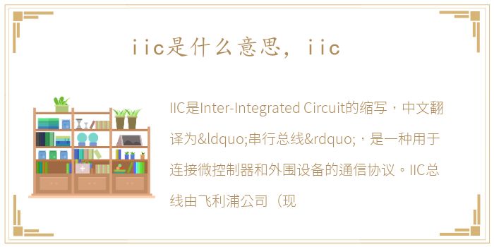 iic是什么意思，iic