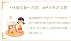 dnf徽章如何获得，dnf徽章怎么得