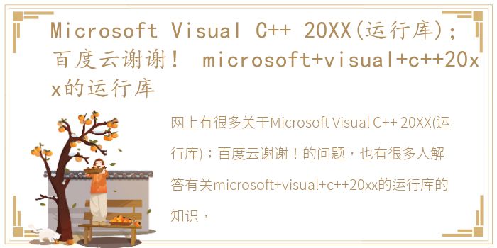 Microsoft Visual C++ 20XX(运行库)；百度云谢谢！ microsoft+visual+c++20xx的运行库