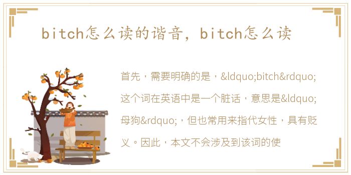 bitch怎么读的谐音，bitch怎么读