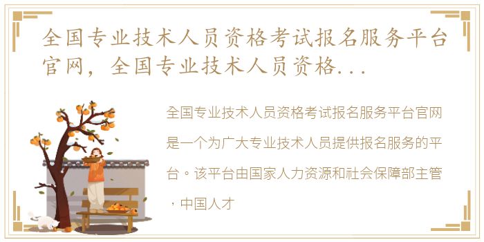 全国专业技术人员资格考试报名服务平台官网，全国专业技术人员资格考试报名服务平台