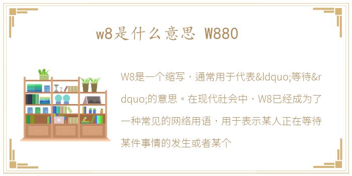 w8是什么意思 W880