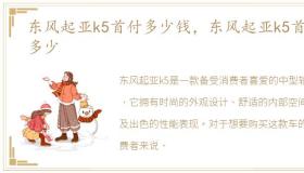 东风起亚k5首付多少钱，东风起亚k5首付多少