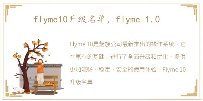 flyme10升级名单，flyme 1.0