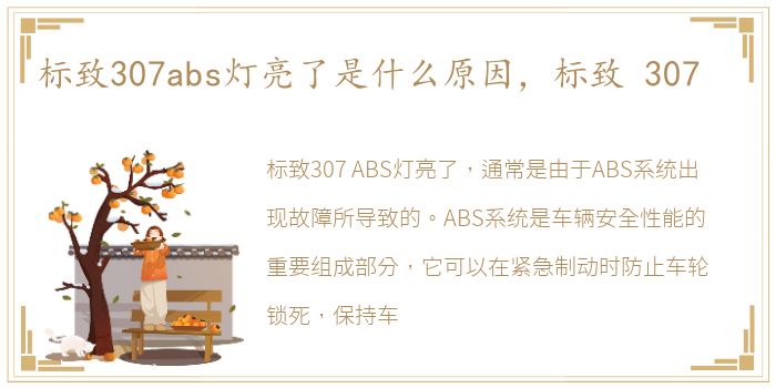 标致307abs灯亮了是什么原因，标致 307