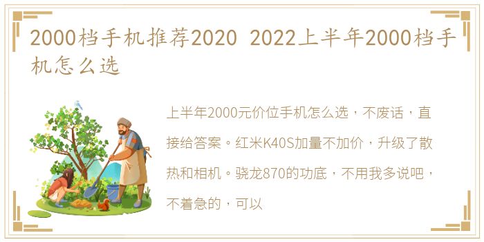 2000档手机推荐2020 2022上半年2000档手机怎么选