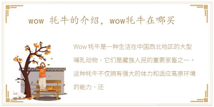 wow 牦牛的介绍，wow牦牛在哪买