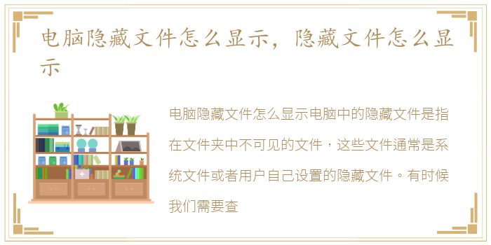 电脑隐藏文件怎么显示，隐藏文件怎么显示