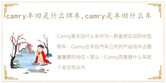 camry丰田是什么牌车,camry是丰田什么车