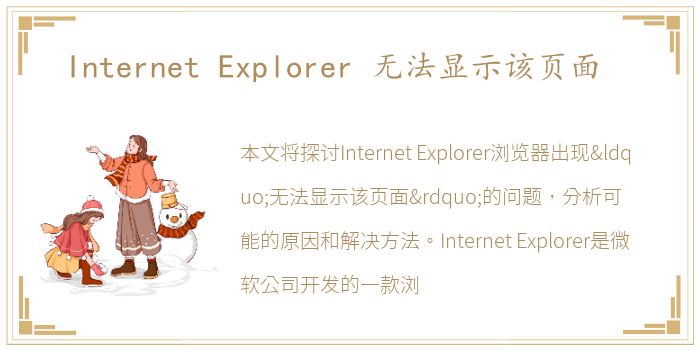 Internet Explorer 无法显示该页面