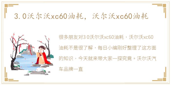 3.0沃尔沃xc60油耗，沃尔沃xc60油耗