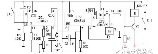1到10s可调延时电路图大全 CD4060/NE555时基集成延时电路详解