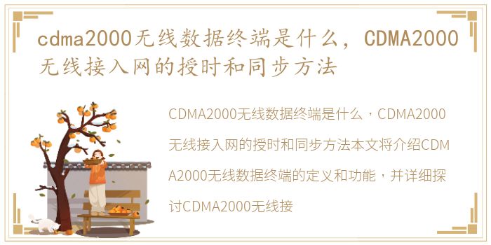 cdma2000无线数据终端是什么，CDMA2000无线接入网的授时和同步方法