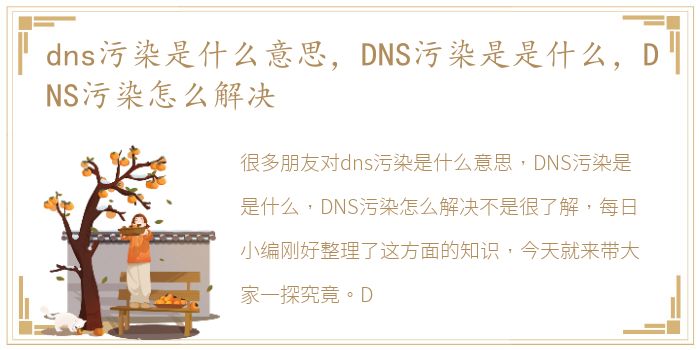 dns污染是什么意思，DNS污染是是什么，DNS污染怎么解决