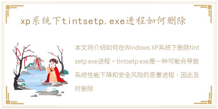 xp系统下tintsetp.exe进程如何删除