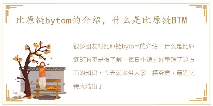 比原链bytom的介绍，什么是比原链BTM