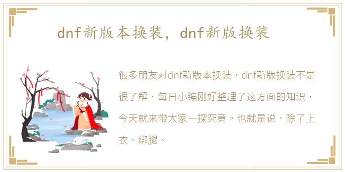 dnf新版本换装，dnf新版换装