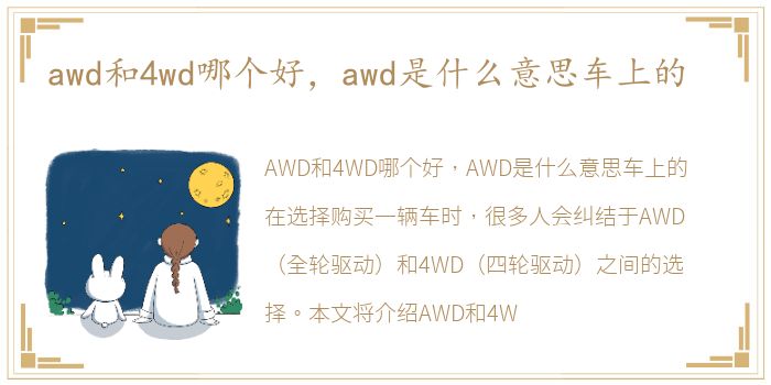 awd和4wd哪个好，awd是什么意思车上的