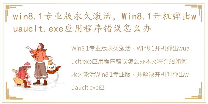 win8.1专业版永久激活，Win8.1开机弹出wuauclt.exe应用程序错误怎么办