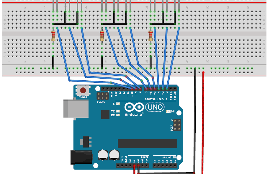 arduino设计交通信号灯，基于Arduino的3路交通灯控制器