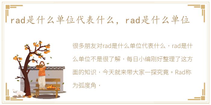 rad是什么单位代表什么，rad是什么单位