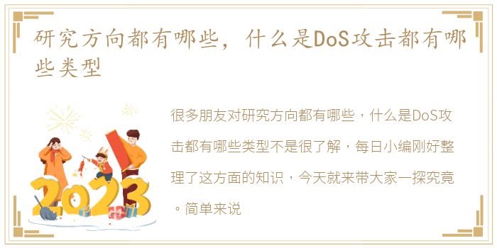 研究方向都有哪些，什么是DoS攻击都有哪些类型