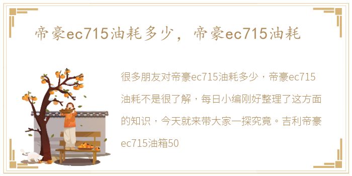 帝豪ec715油耗多少，帝豪ec715油耗