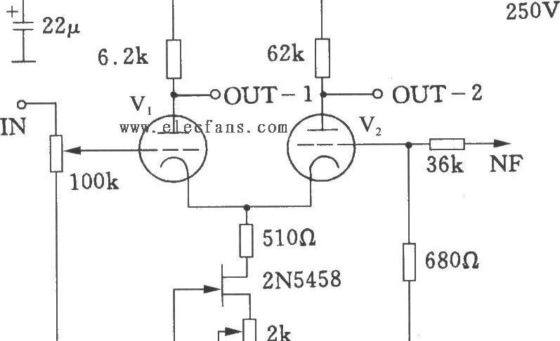 电子管差分放大电路图，电子管差分放大电路