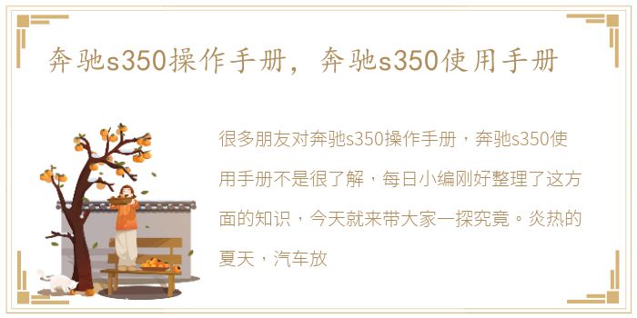 奔驰s350操作手册，奔驰s350使用手册