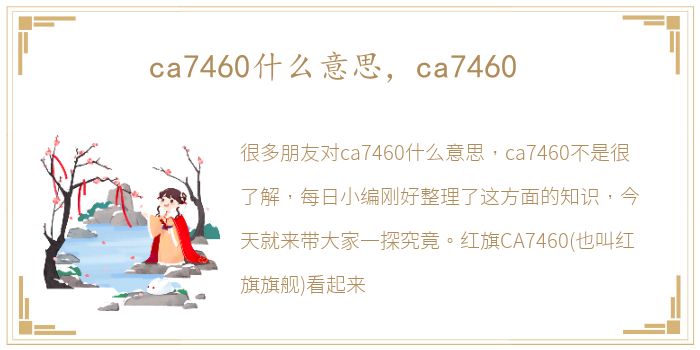 ca7460什么意思，ca7460