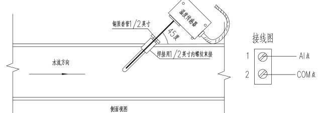 温度传感器怎么接线，温度传感器安装示意图